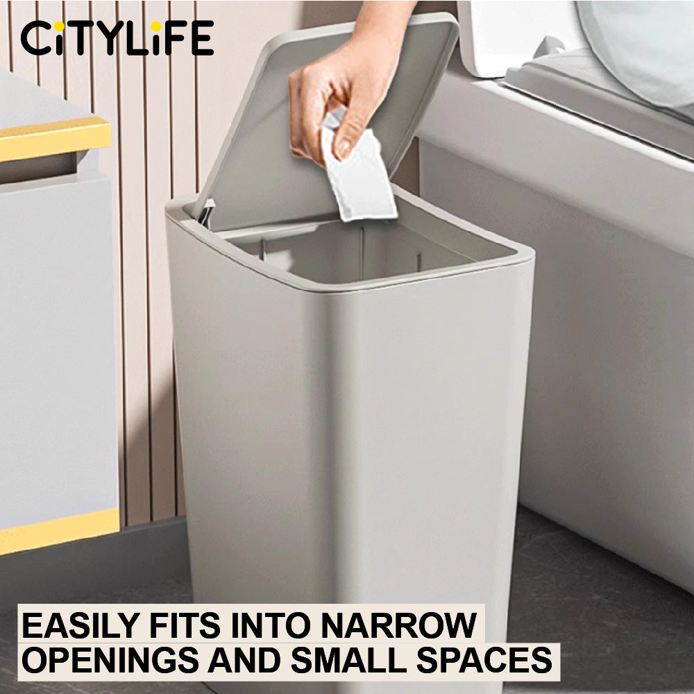 Citylife 8L/12L Rubbish Bin Slim Gap Trash Can Waste Bin Dustbin