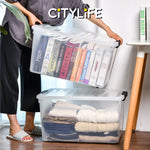 Citylife 84L Widea Transparent Storage Box Stackable Storage Large Container Box With Wheels X-6324