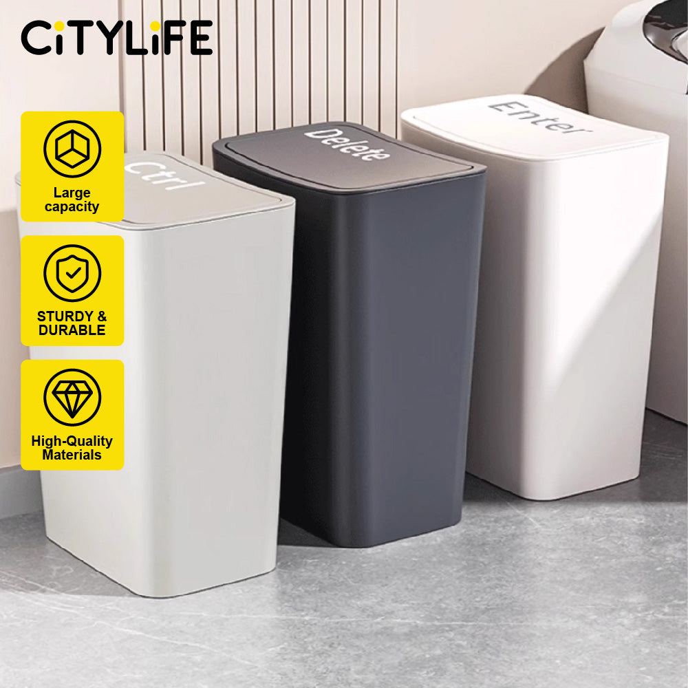 Citylife 8L/12L Rubbish Bin Slim Gap Trash Can Waste Bin Dustbin