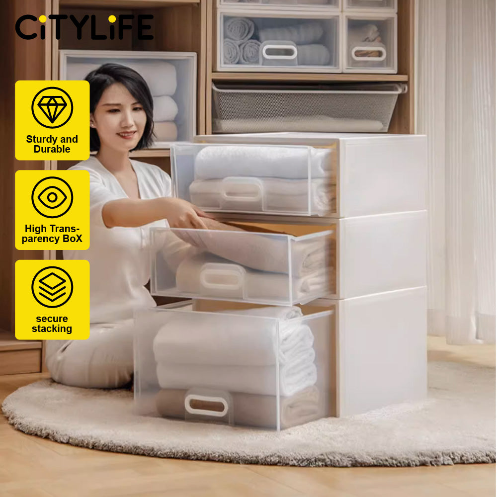 Citylife 9.5L-40L Stackable Storage Drawer Plastic Container box
