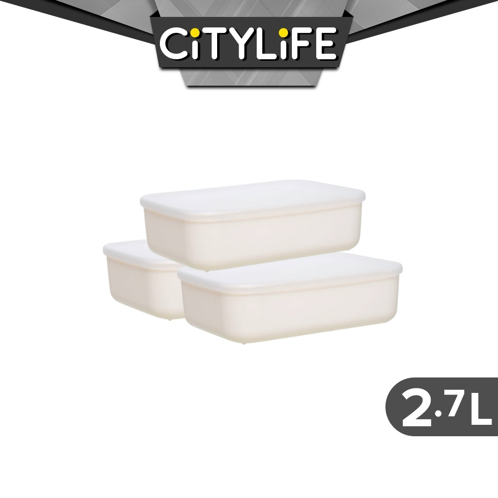 (Bundle of 2) Citylife 2.7L Organisers Storage Boxes Kitchen Containers Wardrobe Shelf Desk Home With Closure Lid - XS H-7701