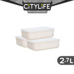 (Bundle of 2) Citylife 2.7L Organisers Storage Boxes Kitchen Containers Wardrobe Shelf Desk Home With Closure Lid - XS H-7701