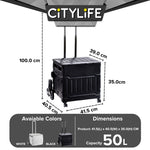 Citylife 50L Large Capacity Collapsible Grocery Shopping Trolley 360 Rotatable wheels ZDC-01(Small)