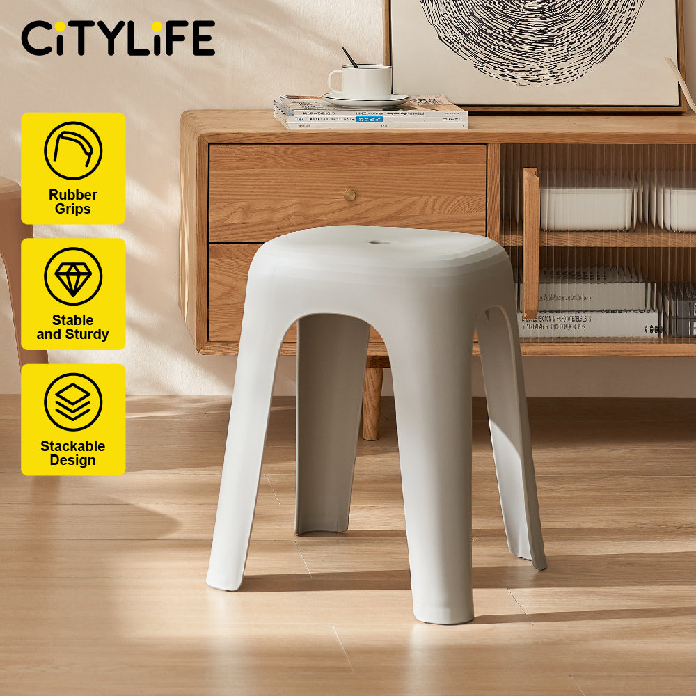 Citylife Plastic Stool Stackable Simple Chair Stackable Living Room Dining Stool PP Material (Hold Up To 120kg)