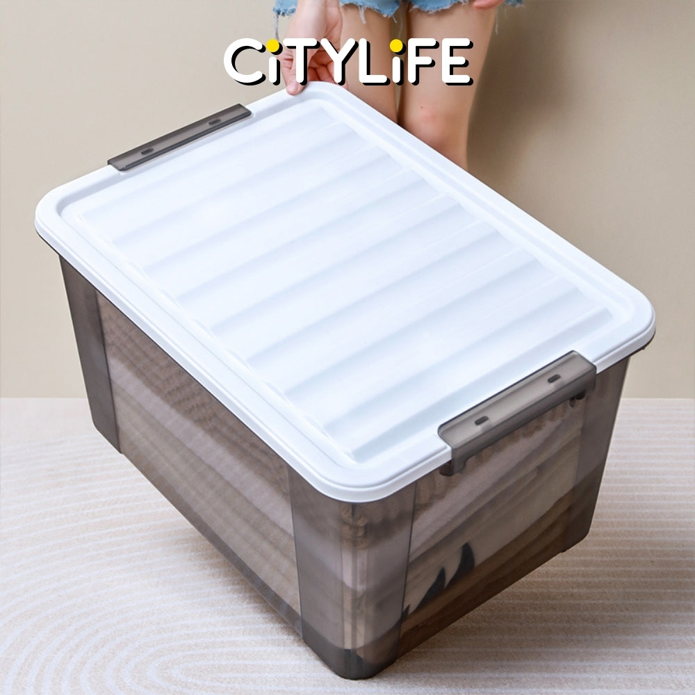 Citylife 65L Widea Transparent Storage Box Stackable Storage Large Container Box With Wheels X-6326