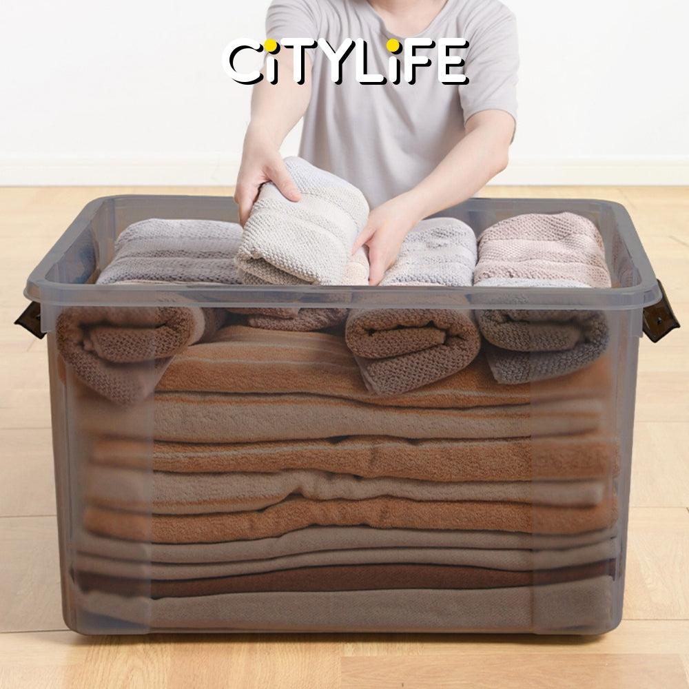 Citylife 65L Widea Transparent Storage Box Stackable Storage Large Container Box With Wheels X-6326