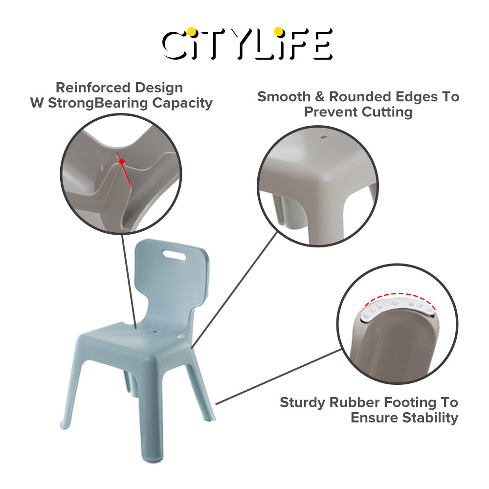 Citylife Sturdy Stackable Kids or Adults Stool Chair with Backrest - (Hold Up To 120kg) D-2049