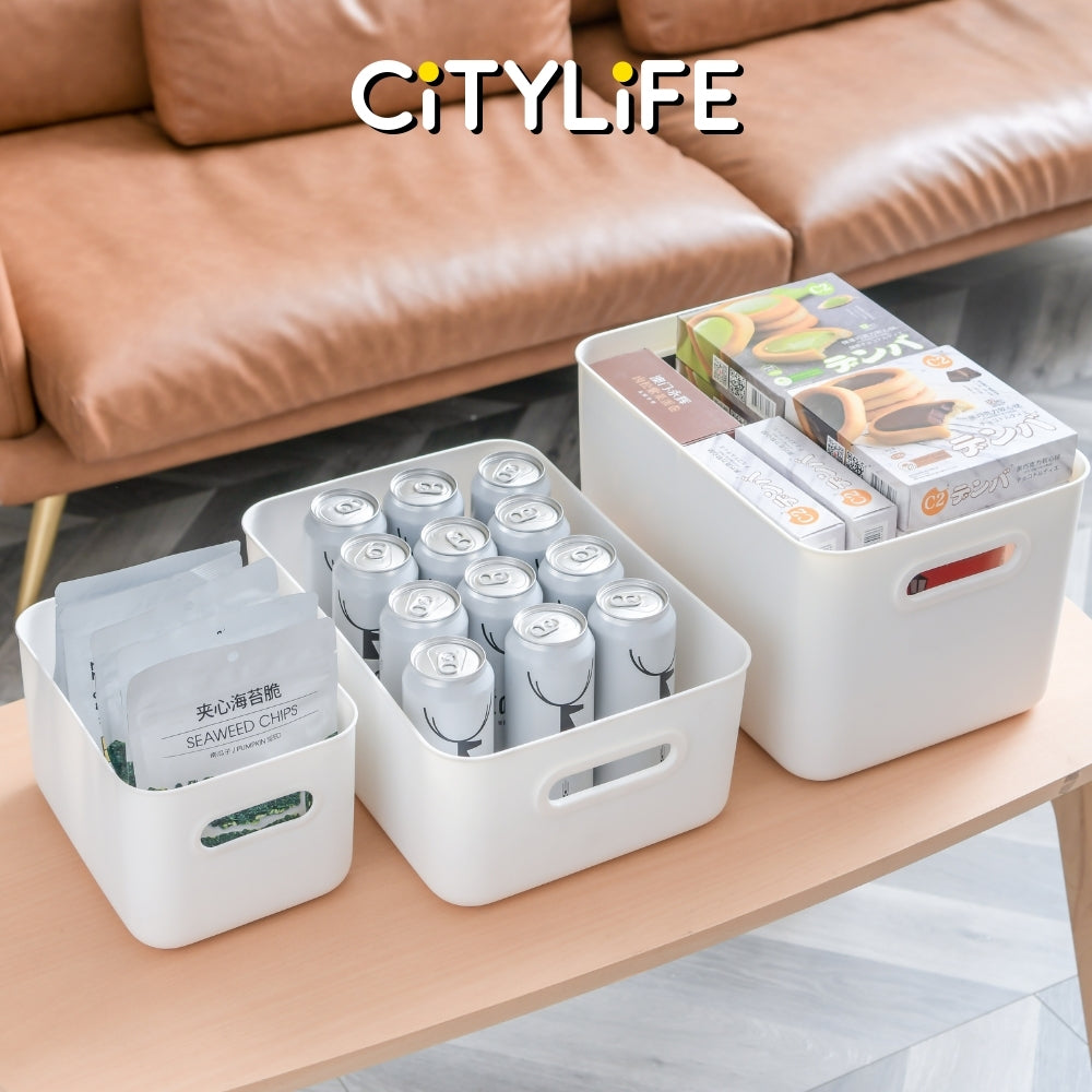 (Bundle of 2) Citylife 13L Organisers Storage Boxes Kitchen Containers Wardrobe Shelf Desk Home With Closure Lid - L H-7704