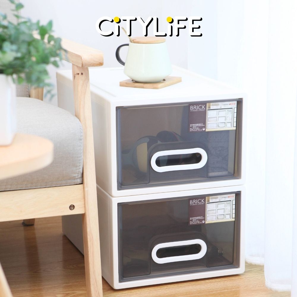 (Bundle of 2) Citylife 15L Stackable Storage Chest Drawers box Home Organizer Drawer Plastic Cabinet G-5201