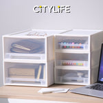 (Bundle of 2) Citylife 3L Stackable Storage Chest Drawers box Home Organizer Drawer Plastic Cabinet G-5210