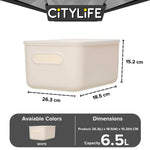 (Bundle of 2) Citylife 6.5L Organisers Storage Boxes Kitchen Containers Wardrobe Shelf Desk Home With Closure Lid - S H-7702