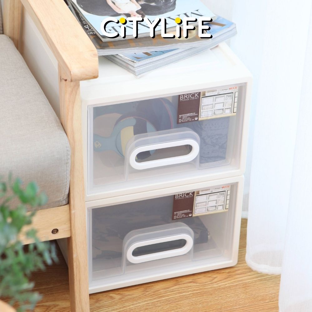 (Bundle of 2) Citylife 15L Stackable Storage Chest Drawers box Home Organizer Drawer Plastic Cabinet G-5201