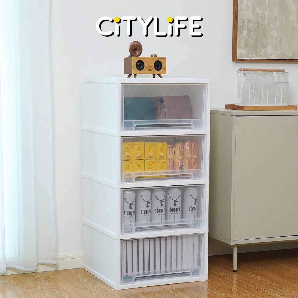 Citylife 108L 4 Tier Storage Cabinet Space Saving Drawer Knock Down Cabinet Cabinet Organizer G-5090