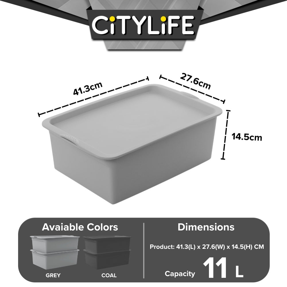 (BUNDLE OF 2) Citylife 11L Stackable Storage Box Desk Container Storage Container With Lid X-6098