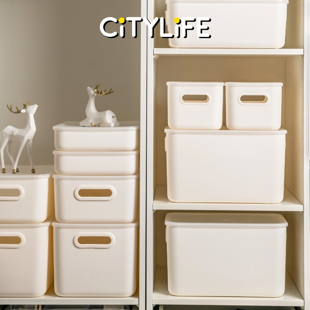 (Bundle of 2) Citylife 6.5L Organisers Storage Boxes Kitchen Containers Wardrobe Shelf Desk Home With Closure Lid - M H-7703