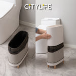 Citylife 11.5L Bathroom Dustbin Kitchen Hand Press Trash Bin Garbage Bin Rubbish Bin T-3031