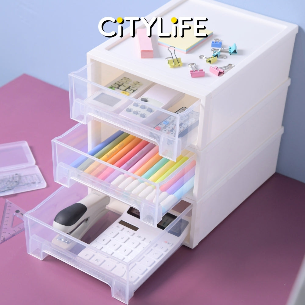 (Bundle of 2) Citylife 3L Stackable Storage Chest Drawers box Home Organizer Drawer Plastic Cabinet G-5210