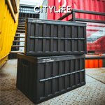 Citylife 64L Collapsible Storage Box Crate with Lid Folding Storage Box with Cover Panel for Home Outdoor X-6275