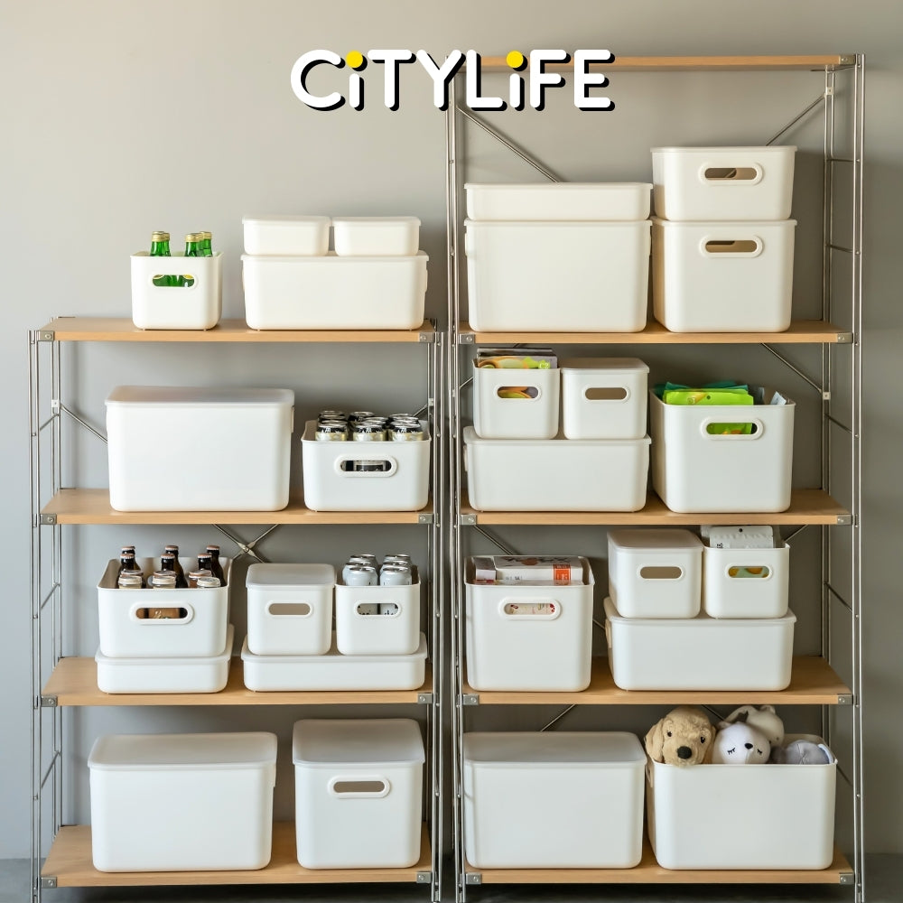 (Bundle of 2) Citylife 6.5L Organisers Storage Boxes Kitchen Containers Wardrobe Shelf Desk Home With Closure Lid - M H-7703
