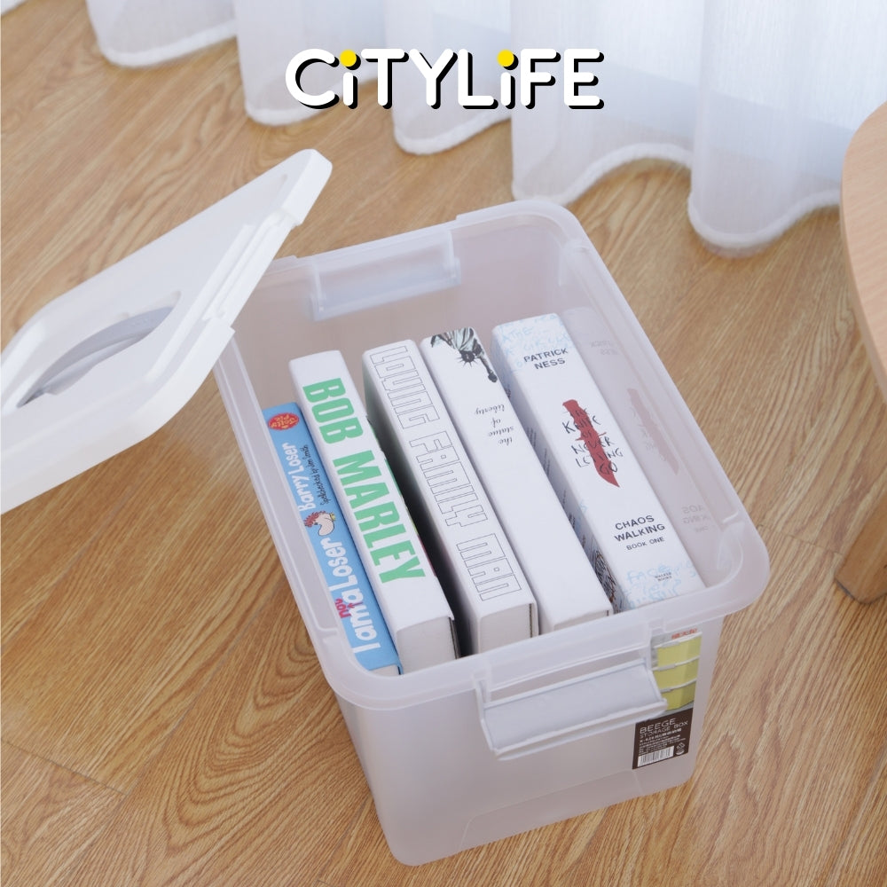 (BUNDLE OF 2) Citylife 22L Stackable Storage Container Box With Retractable Handle Plastic Container X-6264