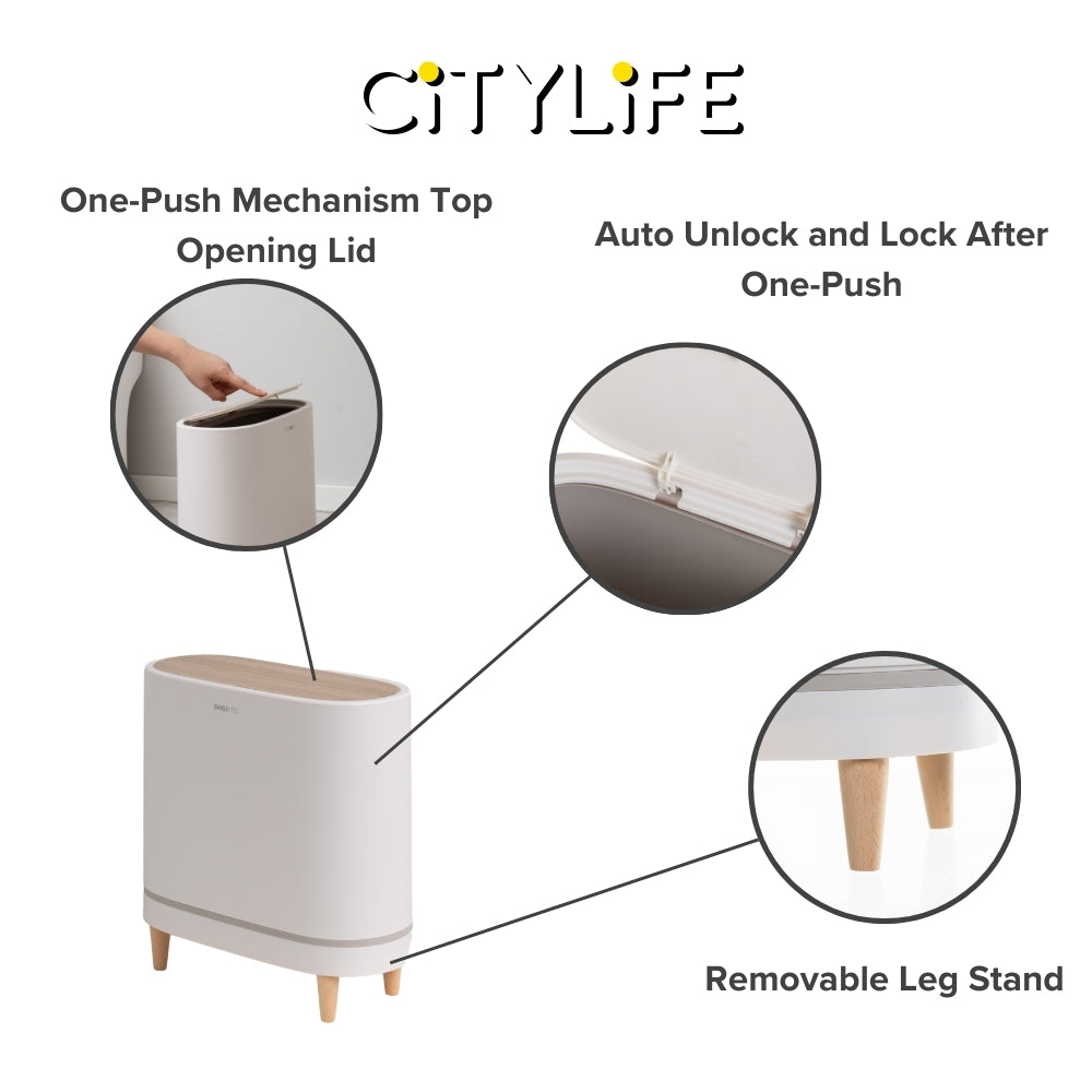 Citylife 11.5L Bathroom Dustbin Kitchen Hand Press Trash Bin Garbage Bin Rubbish Bin T-3031