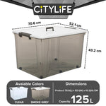 Citylife 120L Widea Transparent Storage Box Stackable Storage Large Container Box With Wheels X-6327
