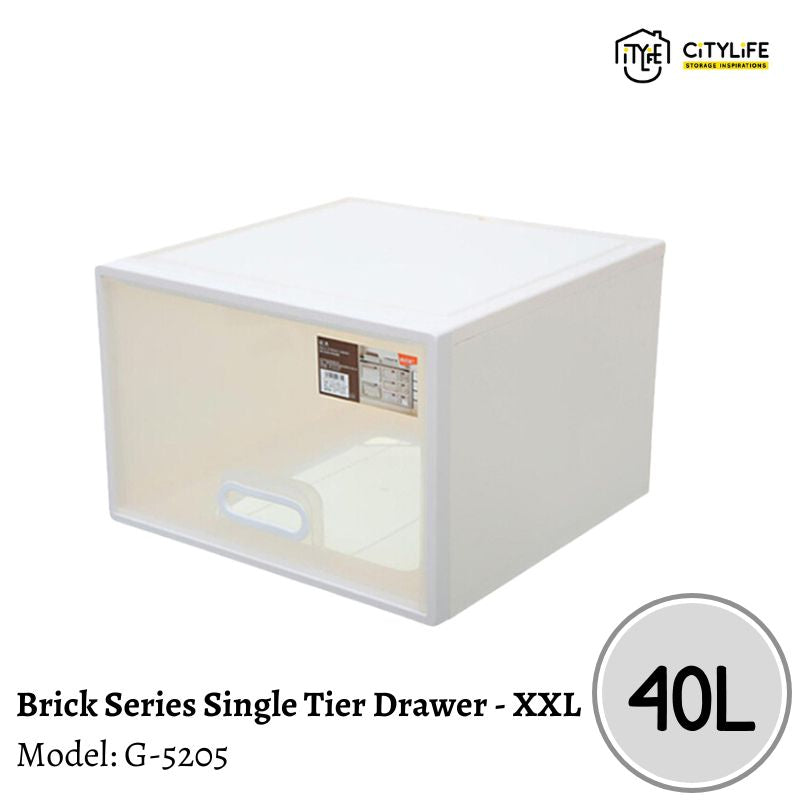 Citylife 40L Multi-Purpose Wardrobe Stackable Brick Single Tier Storage Drawer Organizer - XXL G-5205