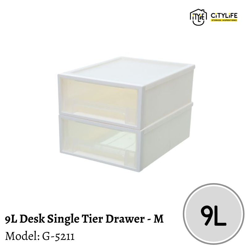 (Bundle of 2) Citylife 9L Multi-Purpose Desk Stackable Sleek Single Tier Storage Drawer Organizer - M G-5211