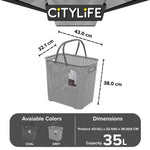Citylife 35L Plastic Laundry Basket Large Hamper Laundry Bag for Clothes With Easy Handle L-7162