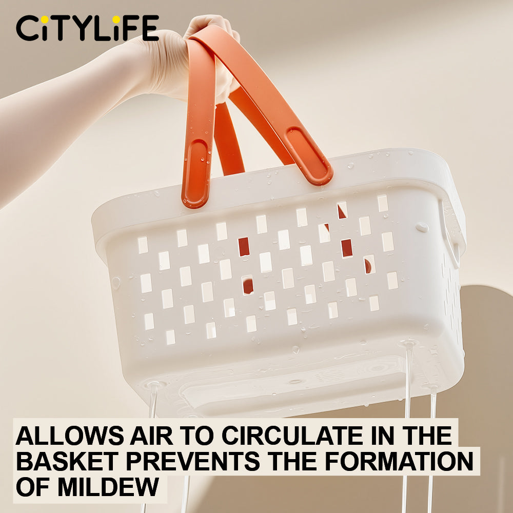 🔥NEW🔥Citylife Handles Holes Storage Drain Basket Plastic Storage Box Container with Handles Cabinet Organizer