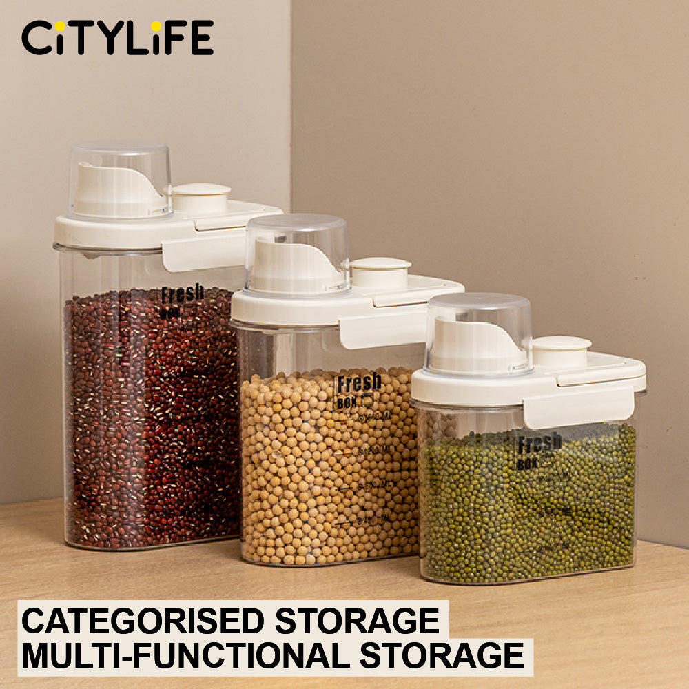 Citylife Kitchen Food Dispenser Container Sealed Leak-proof Crisper Kitchen Or Pet Food With Pour Spout Measuring Cup