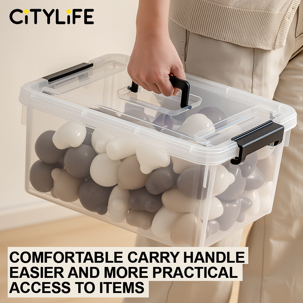 🔥NEW🔥Citylife Transparent Organizer Stackable Storage Box Plastic Storage Box Organizer With Handle 16L/30L/43L/55L