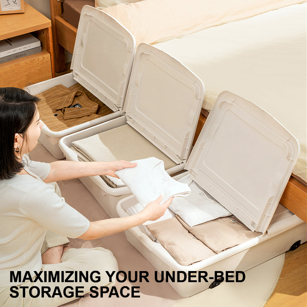 Citylife 36L Underbed Storage Box With Wheels Dormitory Quilt Sorting Box Double-sided Lid