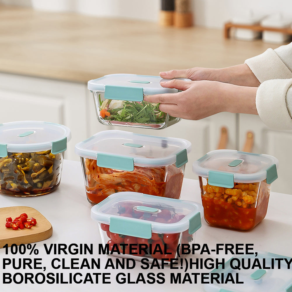 Citylife Antibacterial Glass Food Container Bundle Air-tight Glass Lunch Box Microwaveable BPA Free Bento Box