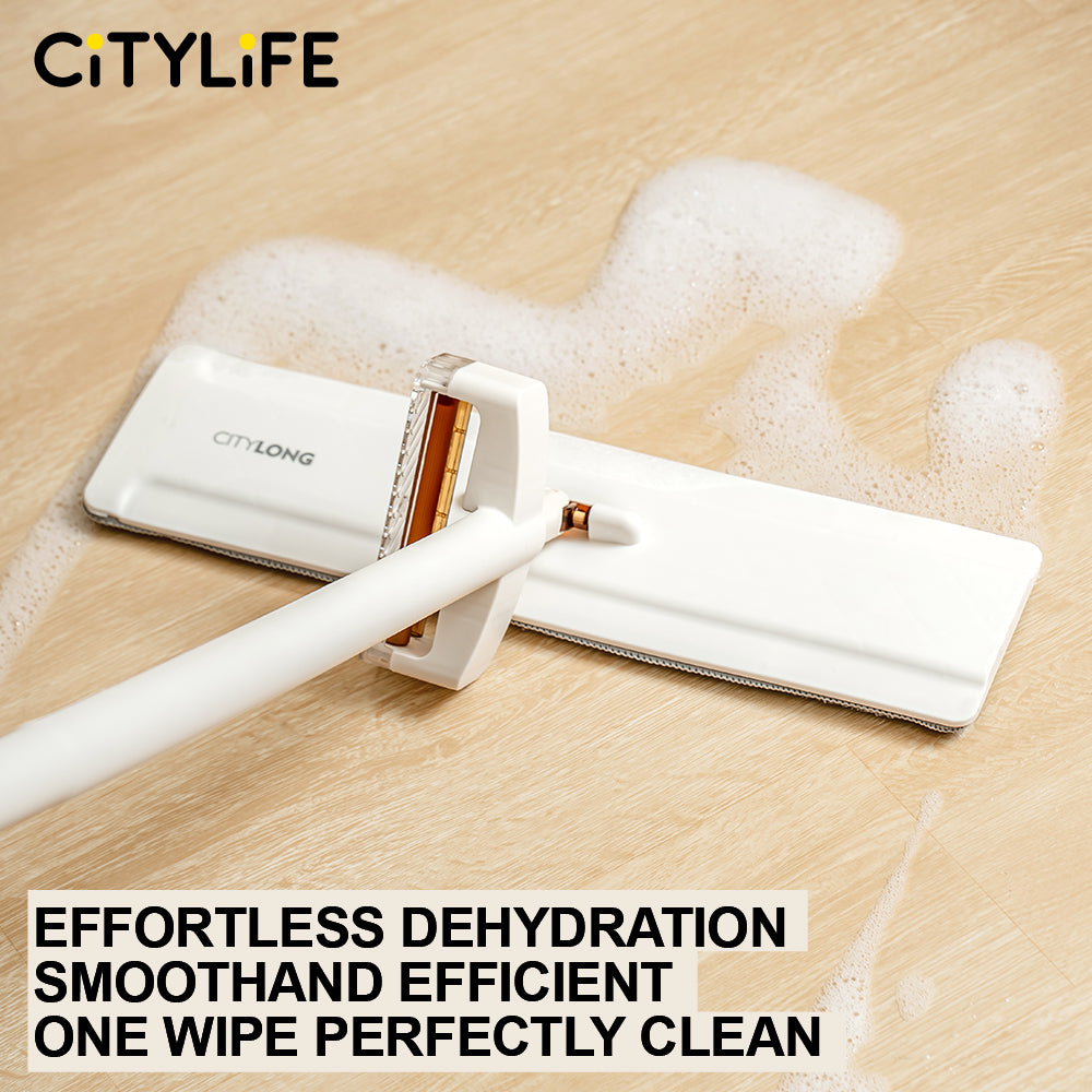 🔥NEW🔥Citylife Lazy Mop Set Hand Free Mop Floor Cleaner Flat Wet Dry Mop 360 Swivel Microfiber Cleaning Tool
