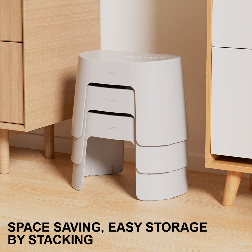 Citylife Plastic Foot Stool Shoe Chair Stackable Anti-Skid Low Stool Strong And Durable - (Hold Up To 80kg)