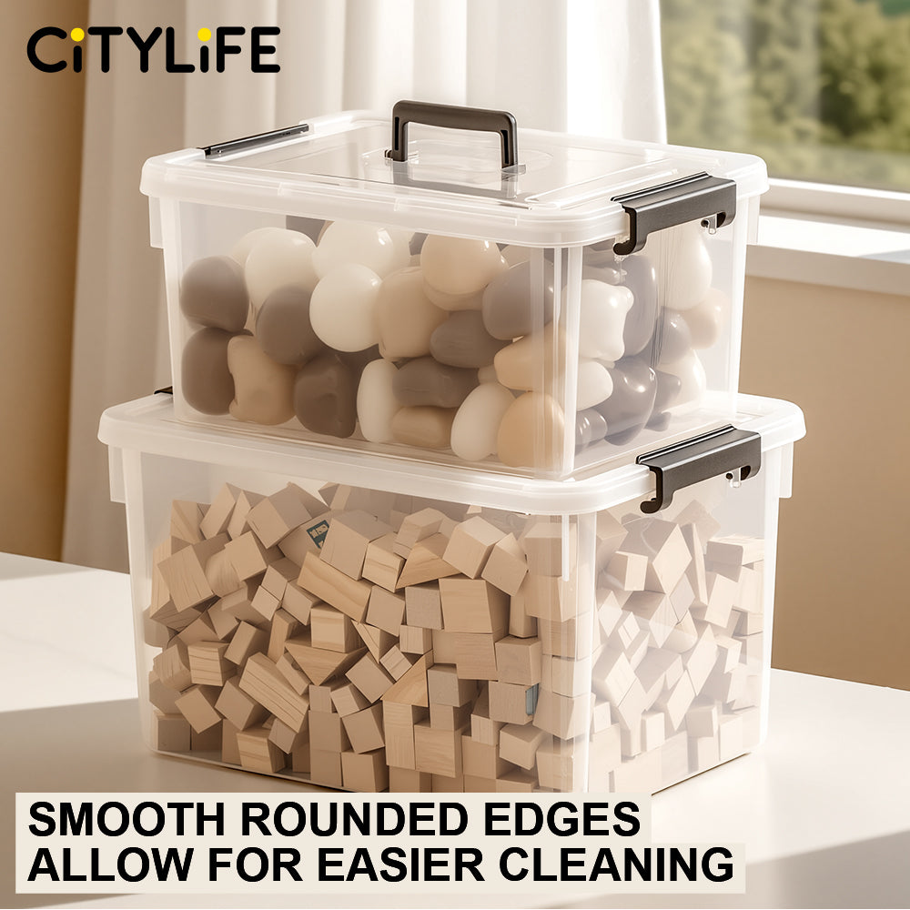 🔥NEW🔥Citylife Transparent Organizer Stackable Storage Box Plastic Storage Box Organizer With Handle 16L/30L/43L/55L