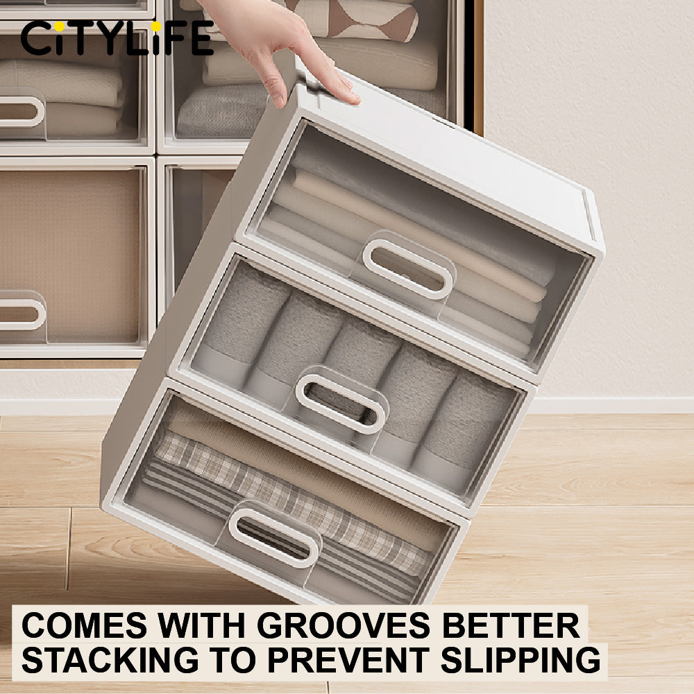 Sliding Drawer Storage Box Citylife 25L Stackable Storage Drawer Plastic Container box Home Organ ...