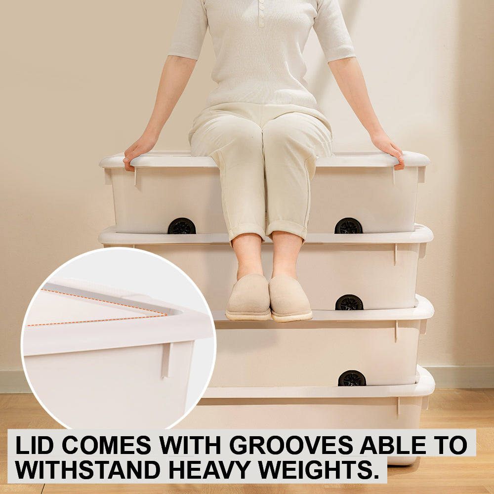 Citylife 36L Underbed Storage Box With Wheels Dormitory Quilt Sorting Box Double-sided Lid