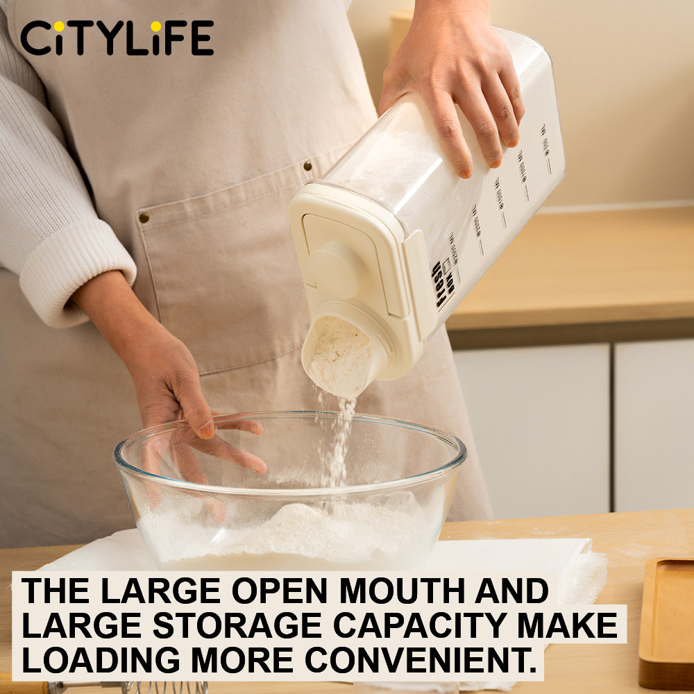 Citylife Kitchen Food Dispenser Container Sealed Leak-proof Crisper Kitchen Or Pet Food With Pour Spout Measuring Cup