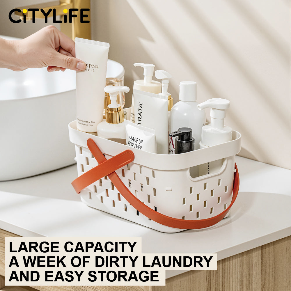 🔥NEW🔥Citylife Handles Holes Storage Drain Basket Plastic Storage Box Container with Handles Cabinet Organizer