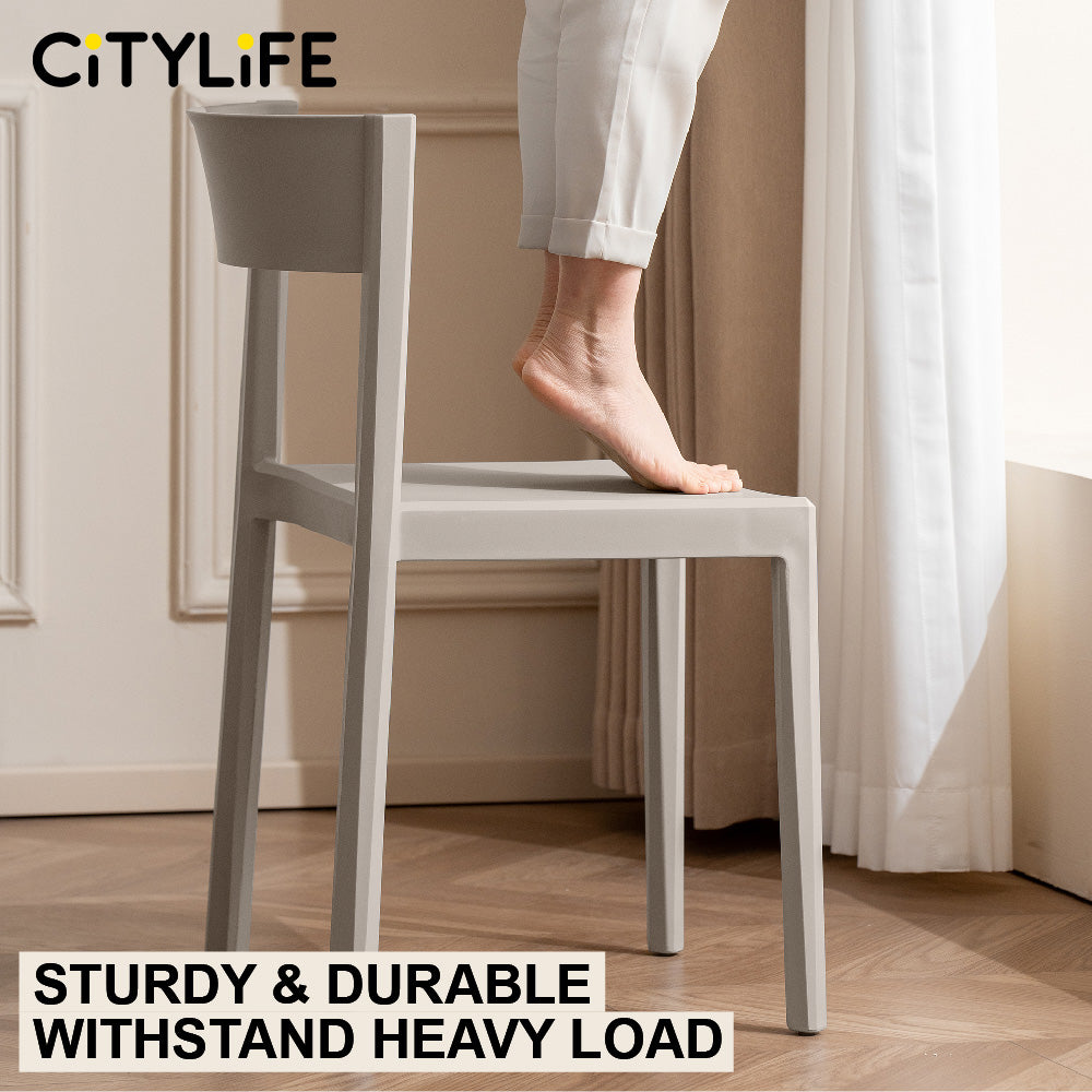 🔥NEW🔥Citylife Nordic Plastic Chair Dining Chair Stackable Home Chair Thickened Coffee Chair Plastic Chair