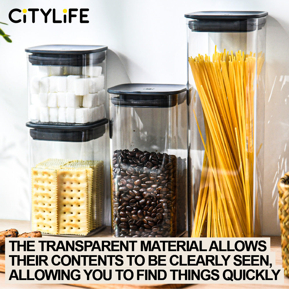 Citylife 0.7L-2.1L Stackable Airtight Food Container Spice Food Airtight Grain Storage Jars