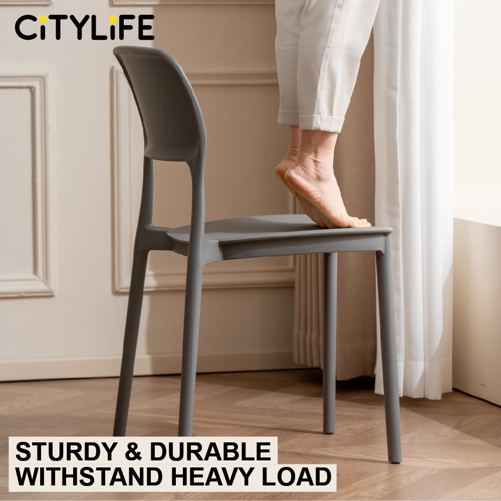 🔥NEW🔥Citylife Nordic Plastic Chair Dining Chair Stackable Home Chair Thickened Coffee Chair Plastic Chair