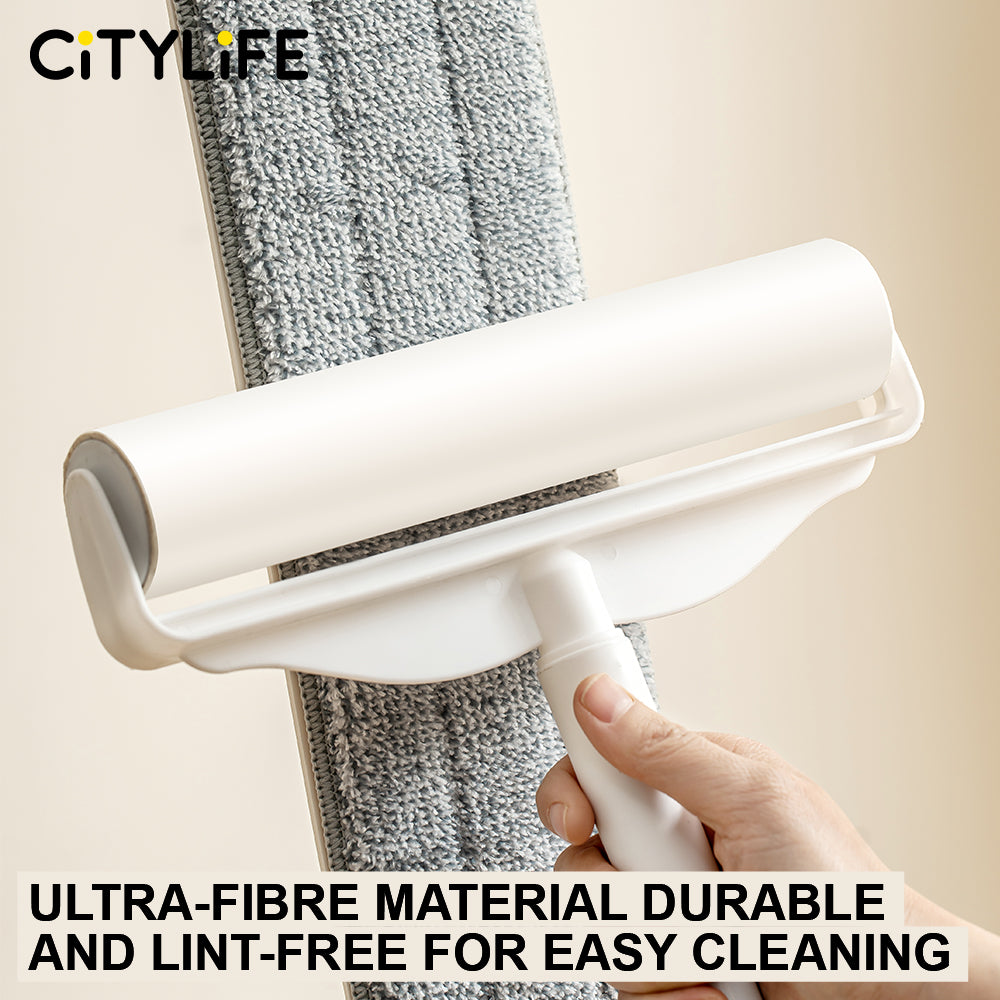🔥NEW🔥Citylife Lazy Mop Set Hand Free Mop Floor Cleaner Flat Wet Dry Mop 360 Swivel Microfiber Cleaning Tool