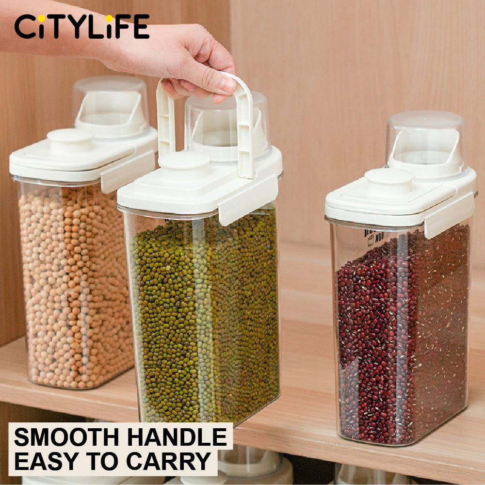 Citylife Kitchen Food Dispenser Container Sealed Leak-proof Crisper Kitchen Or Pet Food With Pour Spout Measuring Cup