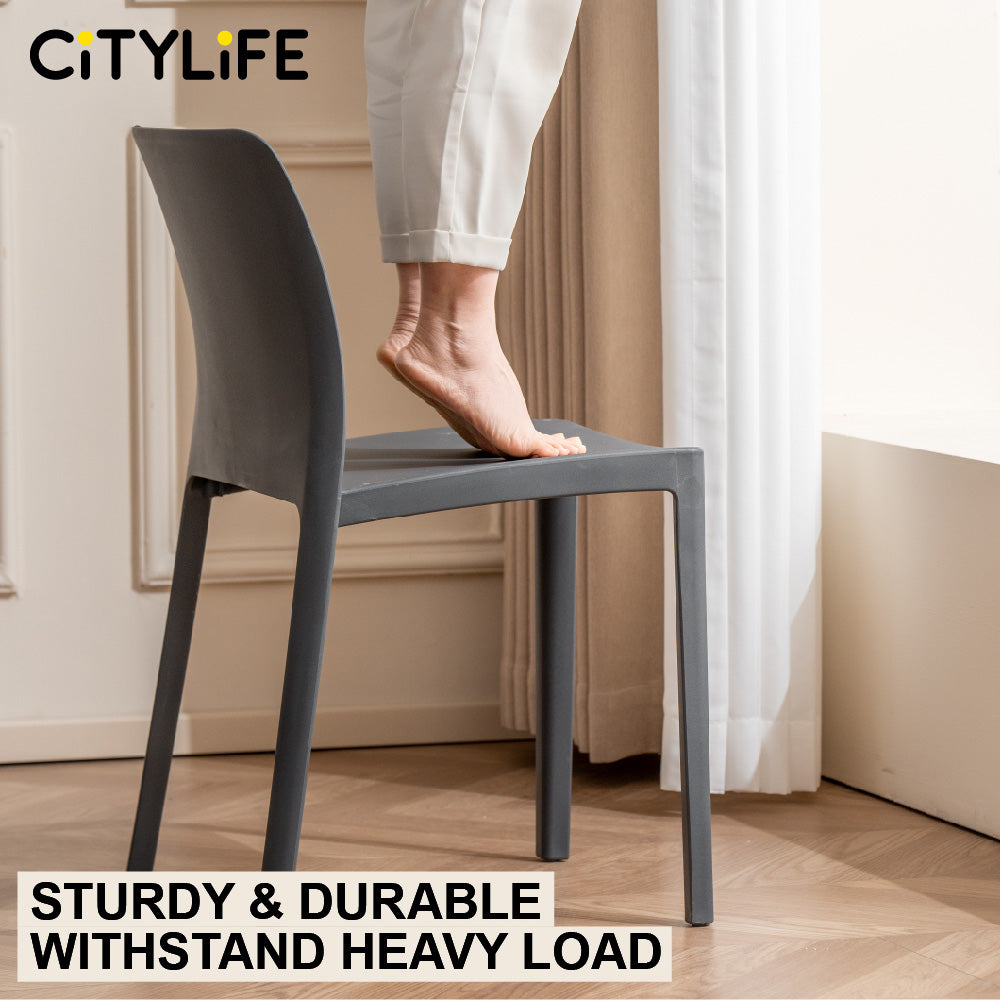 🔥NEW🔥Citylife Nordic Plastic Chair Dining Chair Stackable Home Chair Thickened Coffee Chair Plastic Chair