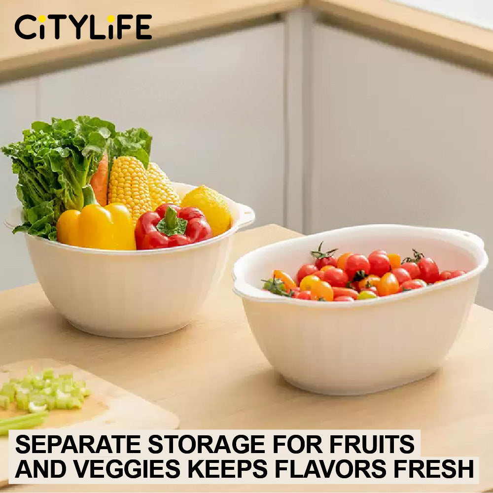 🔥NEW🔥Citylife 2-in-1 Kitchen Strainer Colander Wash Vegetable Basket Large Plastic Washing Bowl
