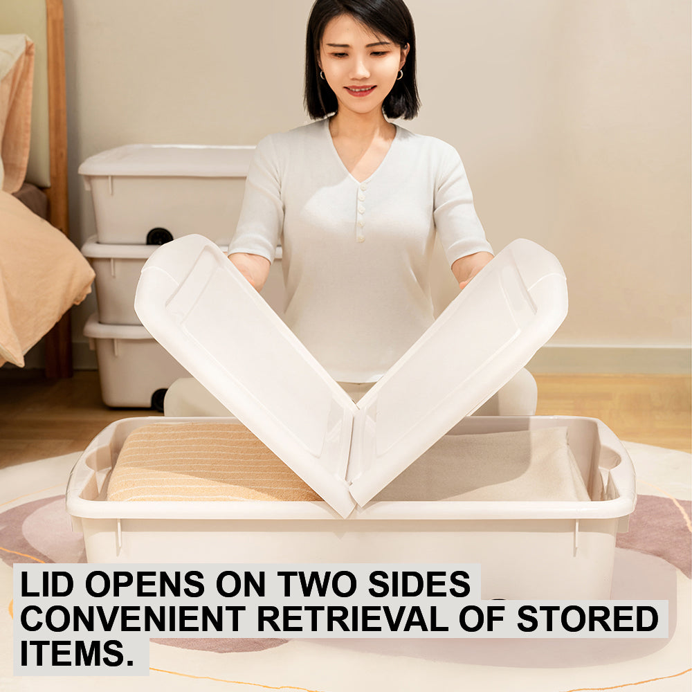 Citylife 36L Underbed Storage Box With Wheels Dormitory Quilt Sorting Box Double-sided Lid