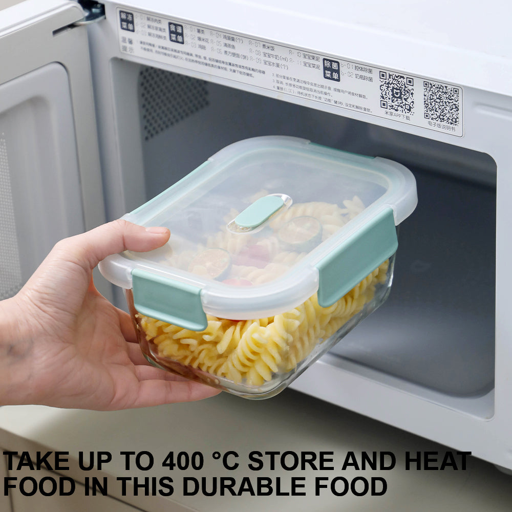 Citylife Antibacterial Glass Food Container Bundle Air-tight Glass Lunch Box Microwaveable BPA Free Bento Box